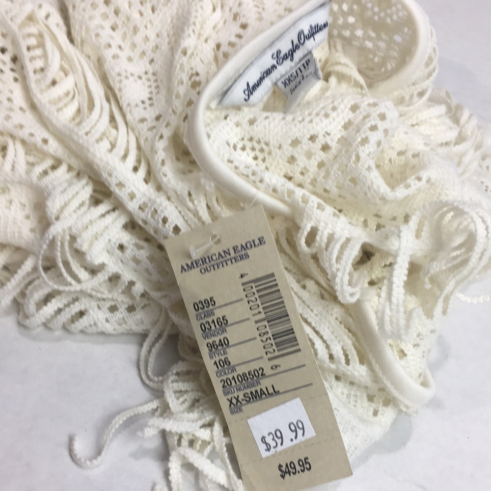 Crochet Fringe Mini Dress NWT | Boho Coastal Swim Coverup · American Eagle - Picture 12 of 12